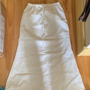 White Flowy Maxi Skirt Beach Linen Boho Vacation Drawstring
